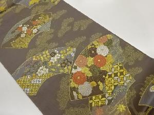 花々に地紙・松模様織出し袋帯